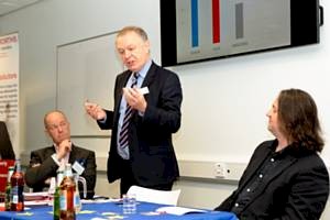Paul Ormerod presenting his balanced view (centre) while Paul Hannah (left) and Dylan Leighton (right) take note Photo by Kerry & David Hargreaves Photography